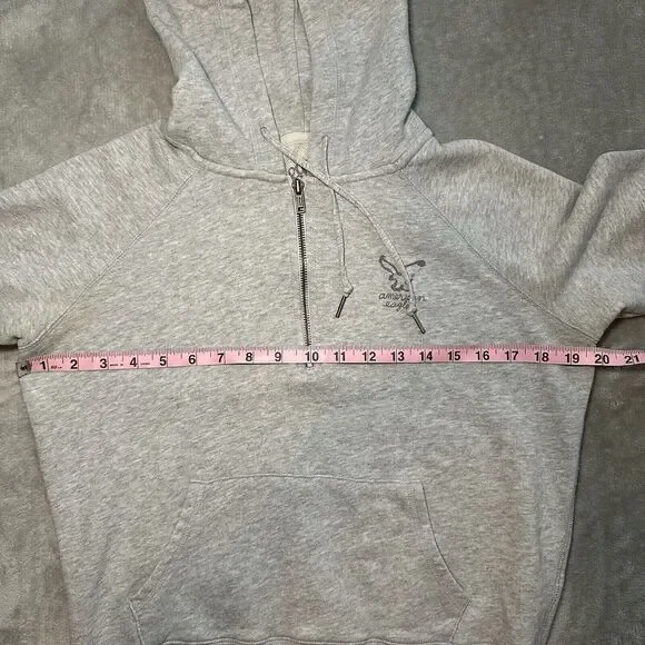 American Eagle Hoodie Women Size M Gray Pullover Preppy Academia AEO Est 77 Y2K - Picture 7 of 14